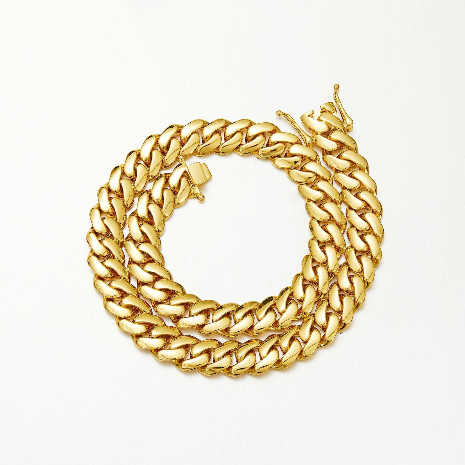 Miami Cuban Link Chain Necklace Bracelet 14K Gold Plated Stainless Steel 12-20MM