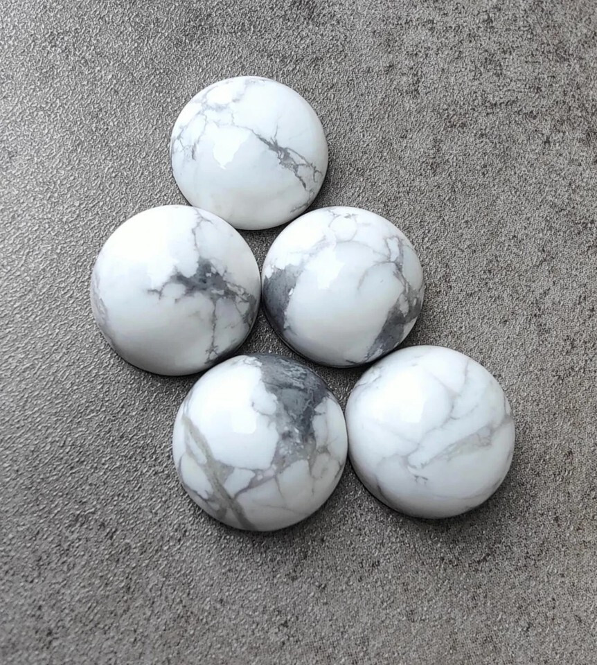 [WHOLESALE] NATURAL HOWLITE CABOCHON ROUND SHAPE LOOSE GEMSTONE