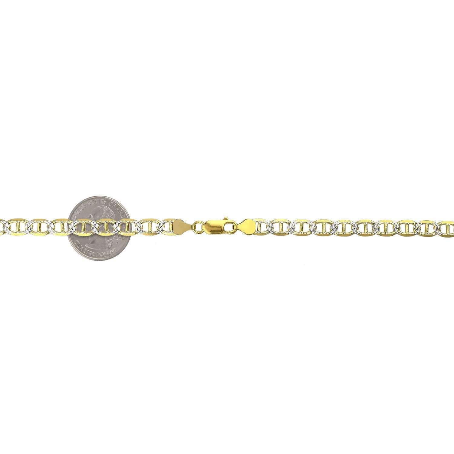 14K Yellow Gold Over Sterling Silver 6mm Diamond Cut Mariner Anchor Chain