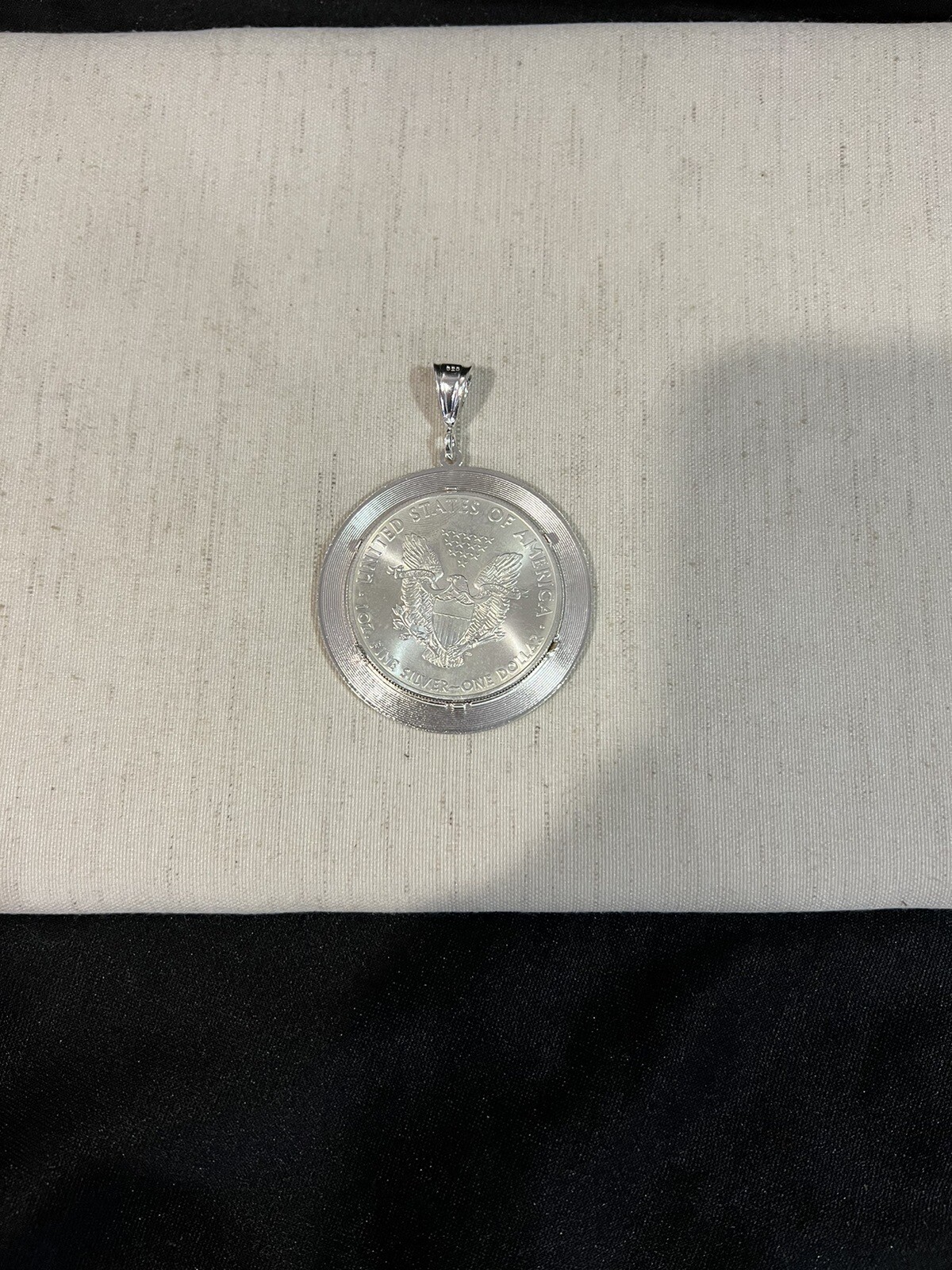 925 STERLING SILVER Bezel Greek Design Pendant FOR American Eagle Coin Medal