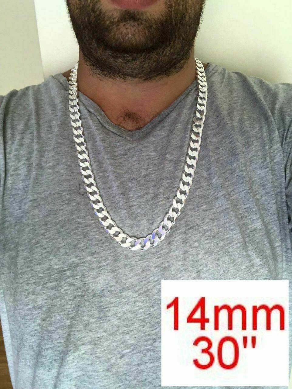 Real Solid 925 Sterling Silver Cuban Chain Men’s Women’s 2-16mm Italy Necklace