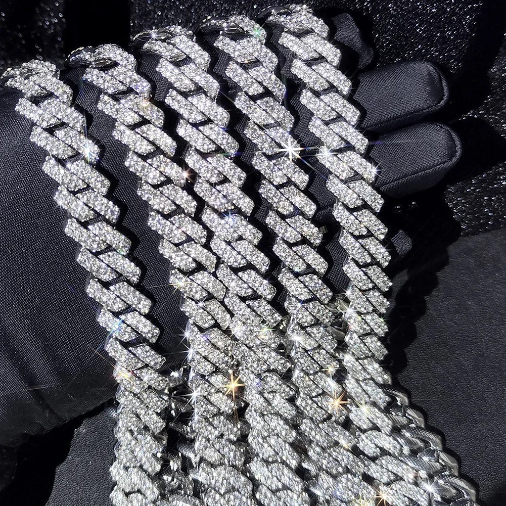 Cuban Link Chain & Bracelet Set CZ Hip Hop Iced Out Bling Gold Silver