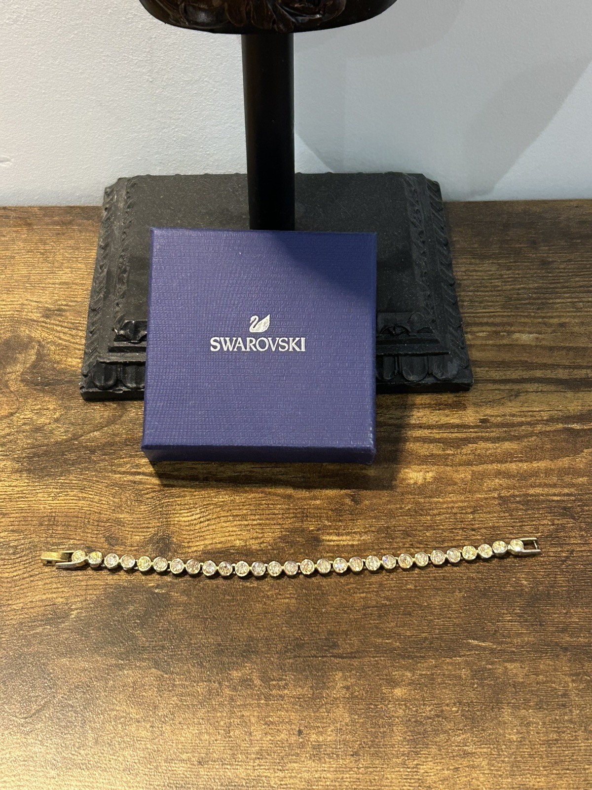 Stunning Swarovski Champagne Yellow Gold Plated Tennis Bracelet see Description