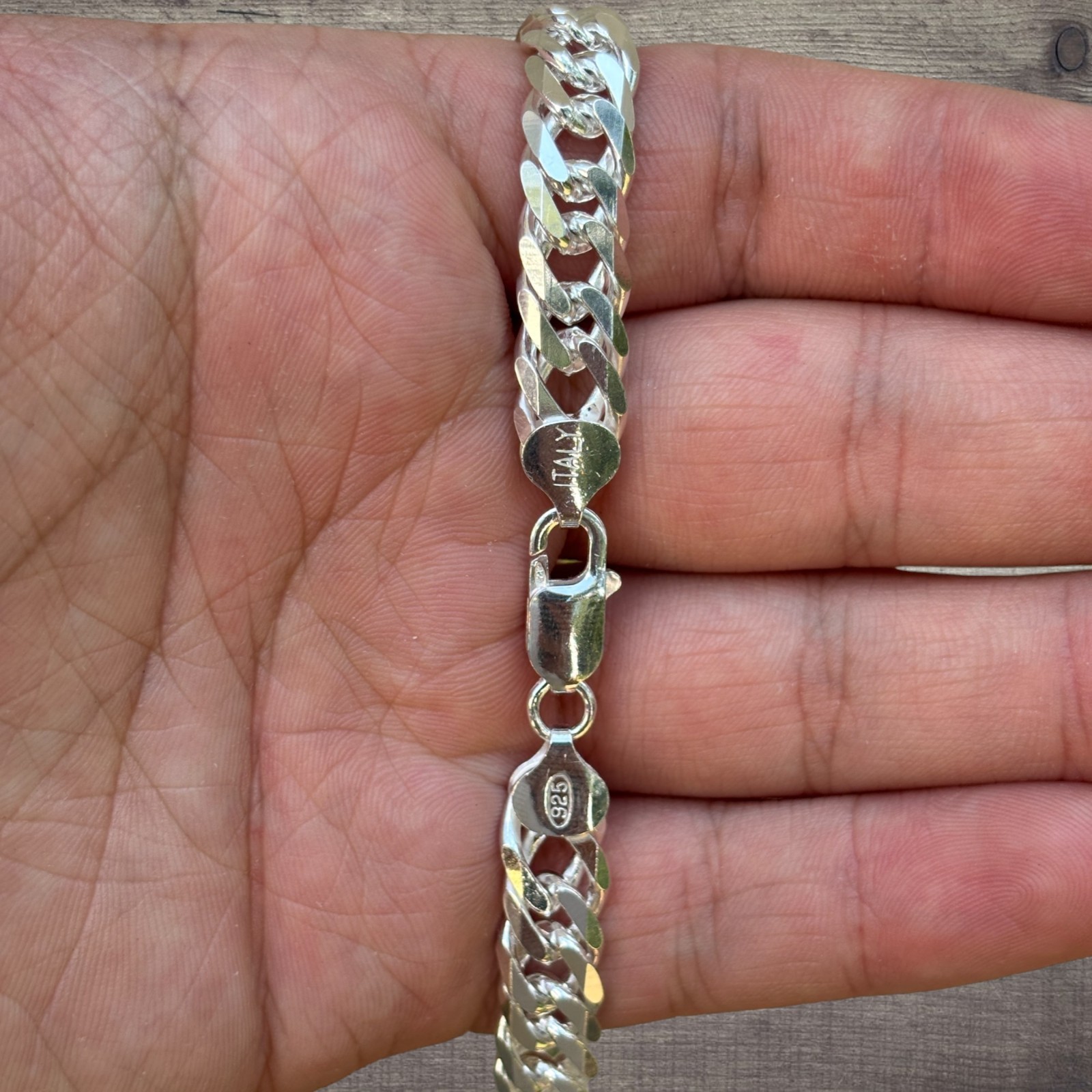 10mm Double Curb Link Chain Necklace – Solid 925 Sterling Silver MADE IN ITALY