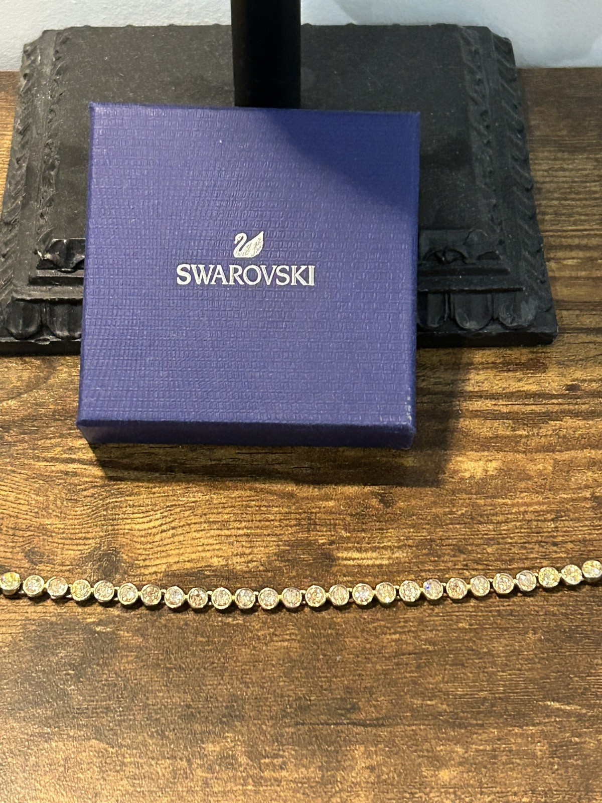 Stunning Swarovski Champagne Yellow Gold Plated Tennis Bracelet see Description