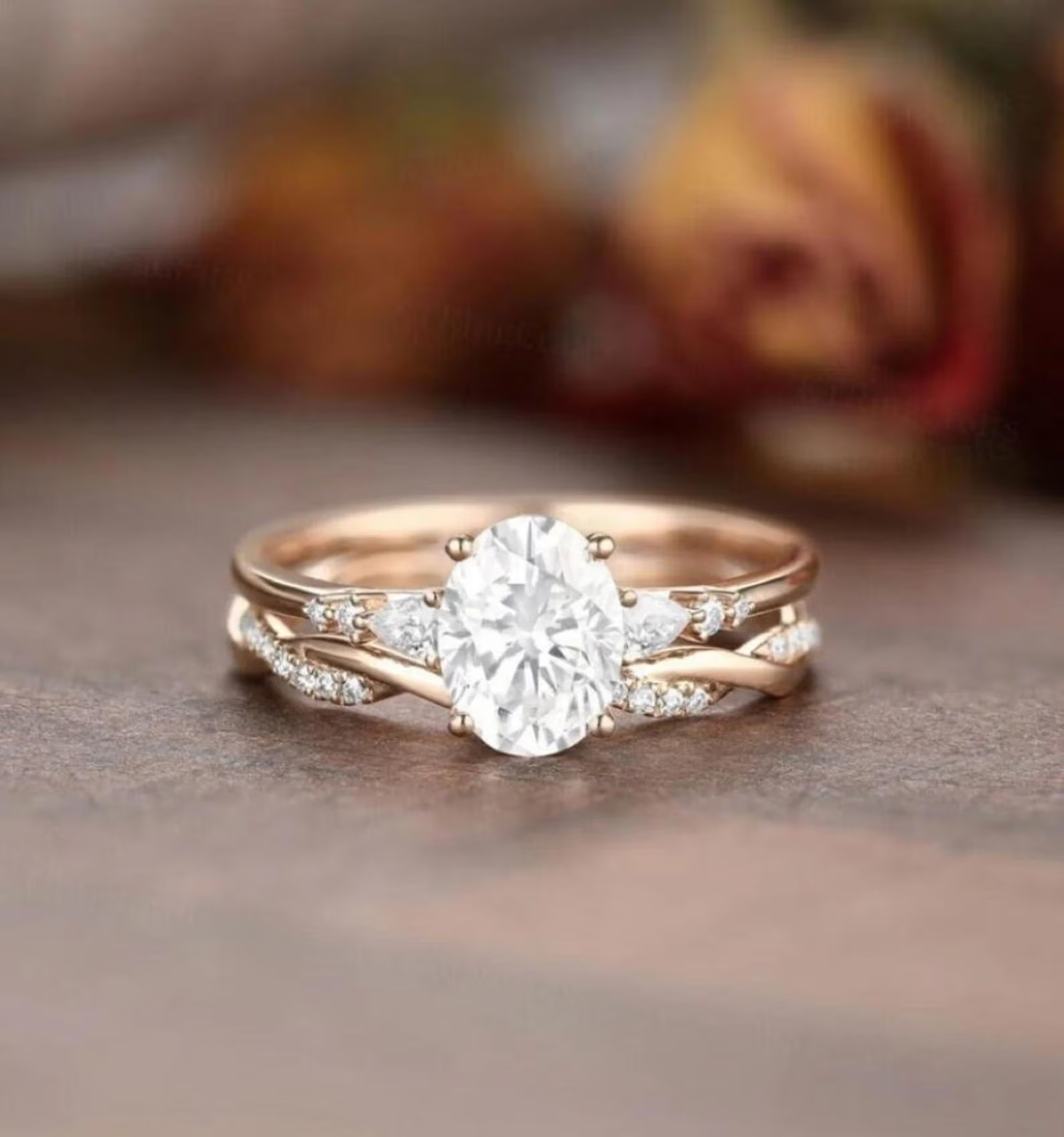 2CTW Oval Moissanite Engagement Ring set, Bridal set, Promise Ring For Her