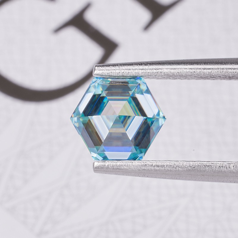 Natural 0.4-5ct Multicolor Hexagon Cut Moissanite Stone VVS1 GRA for Jewelry
