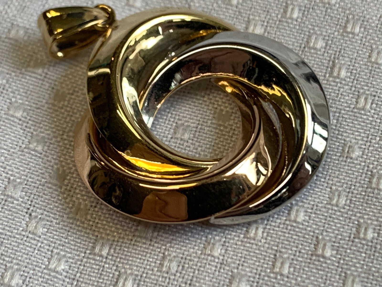 14K Tri-Color Gold Swirl Pendant 2.34g Fine Jewelry Yellow Rose & White Gold