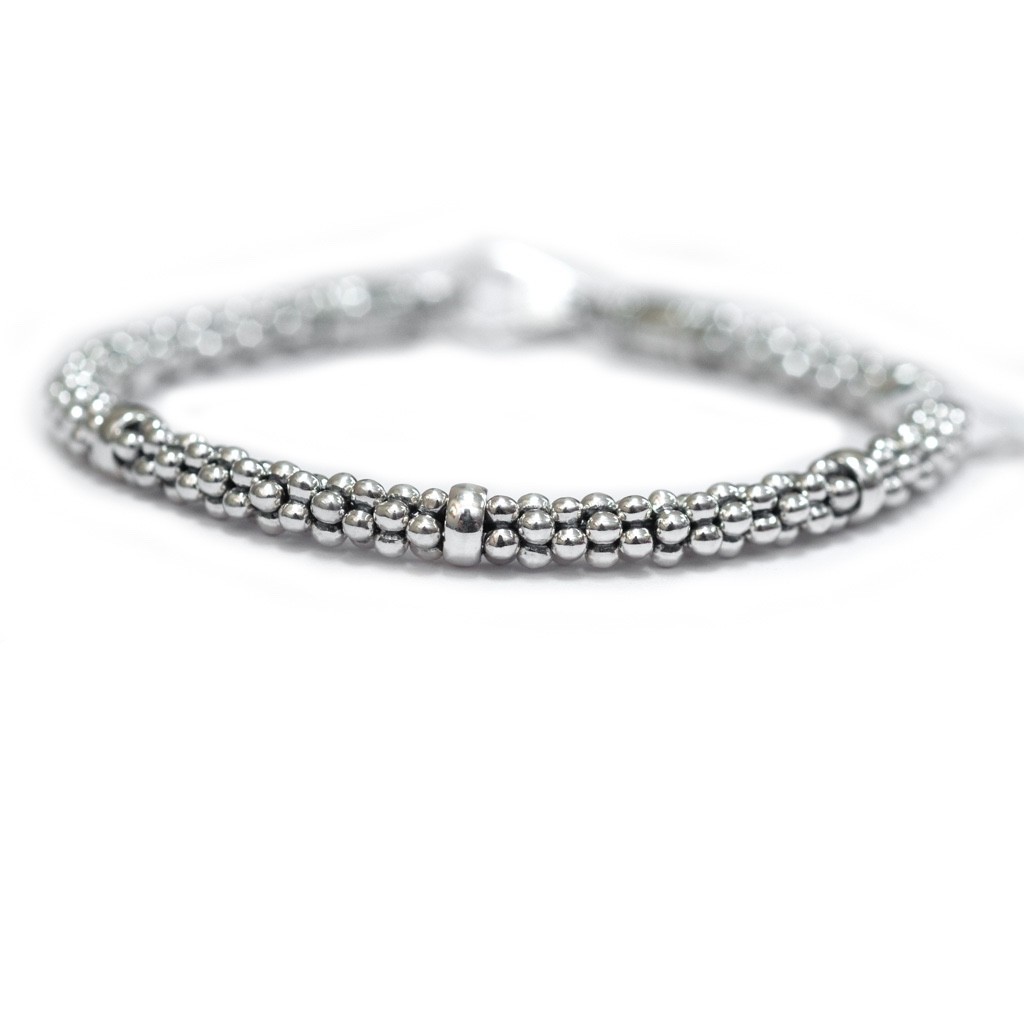 LAGOS Sterling Silver Signature Caviar 5mm Rope Station Bracelet 7 Medium New