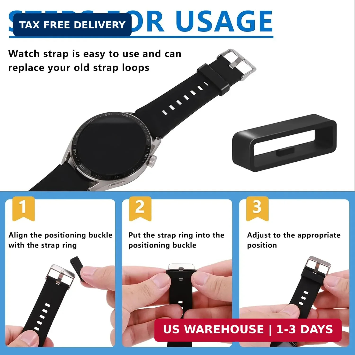 6 Pcs Watch Band Keepers, 16mm/18mm/20mm/22mm /24mm/26mm Watch Strap Holder Loop
