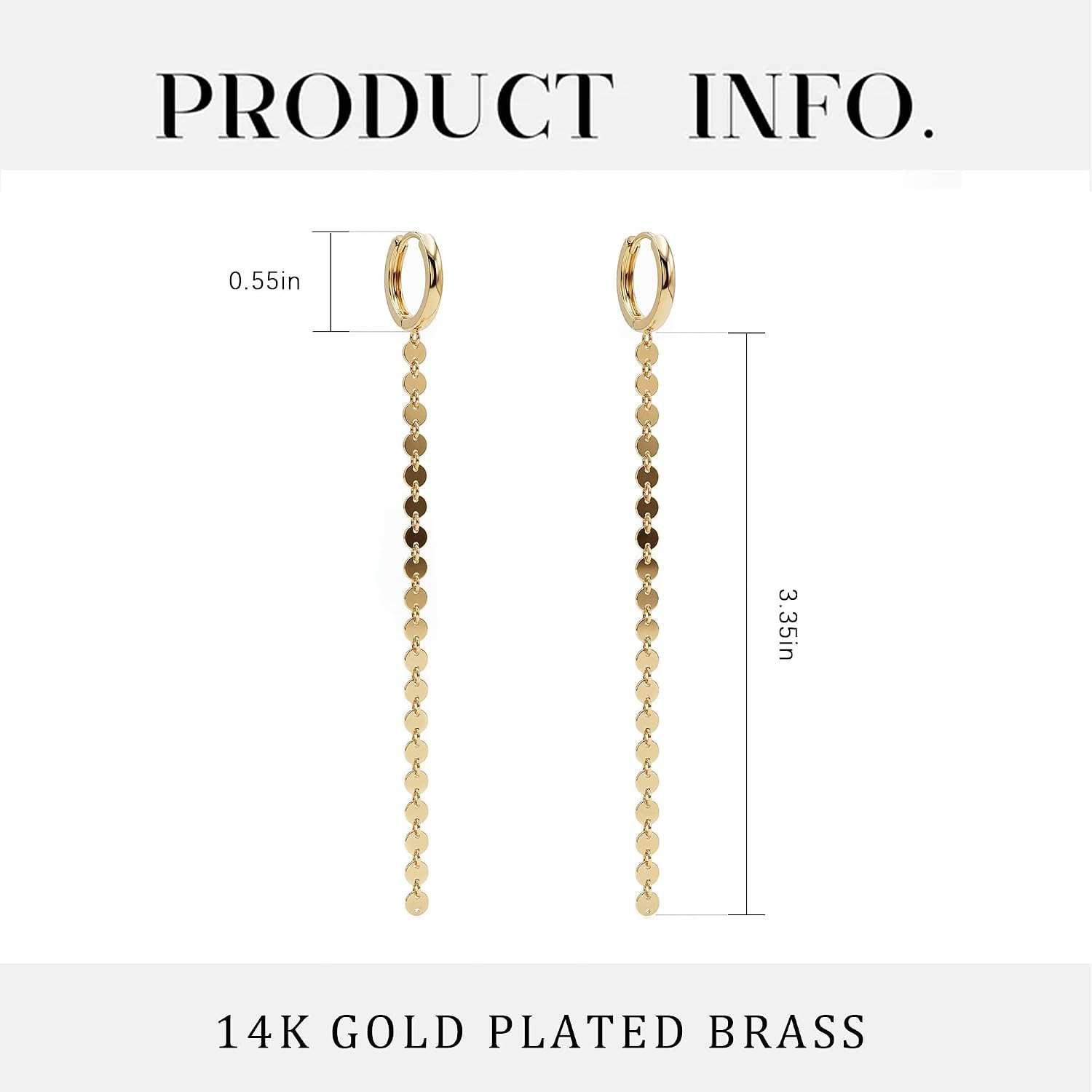 Gold Long Earrings for Women | 14K Gold Plated Brass, Long Chain Earrings, Dangl