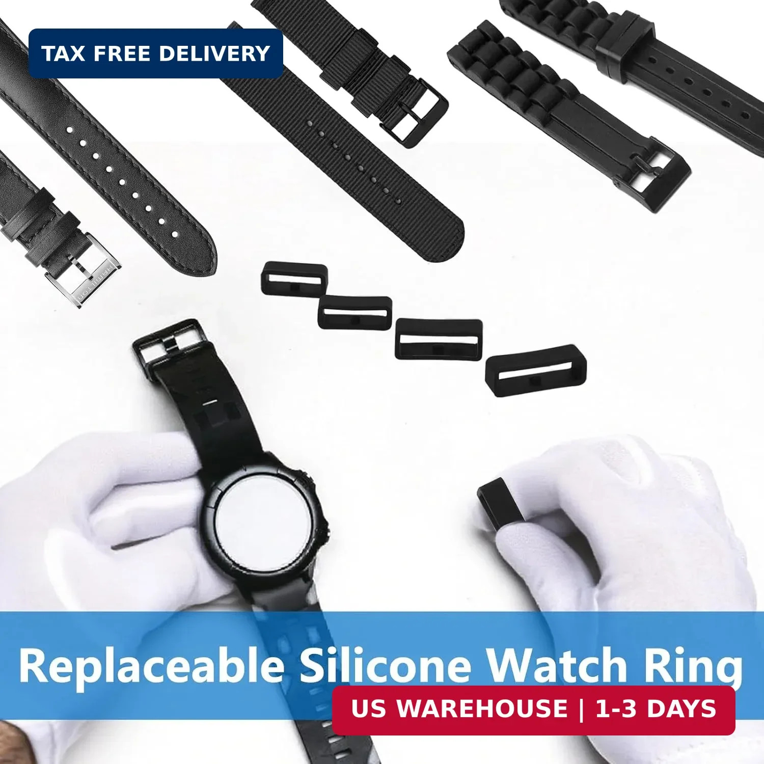 6 Pcs Watch Band Keepers, 16mm/18mm/20mm/22mm /24mm/26mm Watch Strap Holder Loop