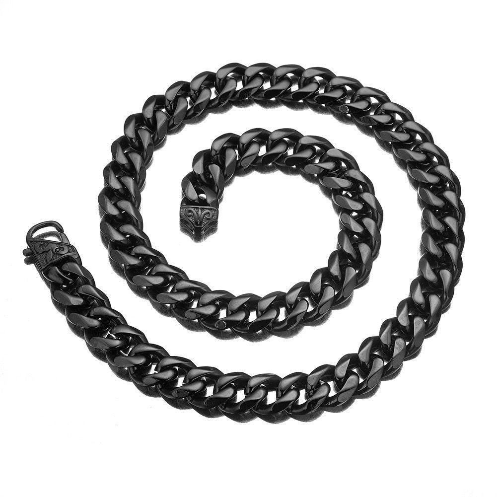 15mm Stainless Steel 18k Gold Plated Curb Cuban Chain Necklace Bracelet 8-40 in
