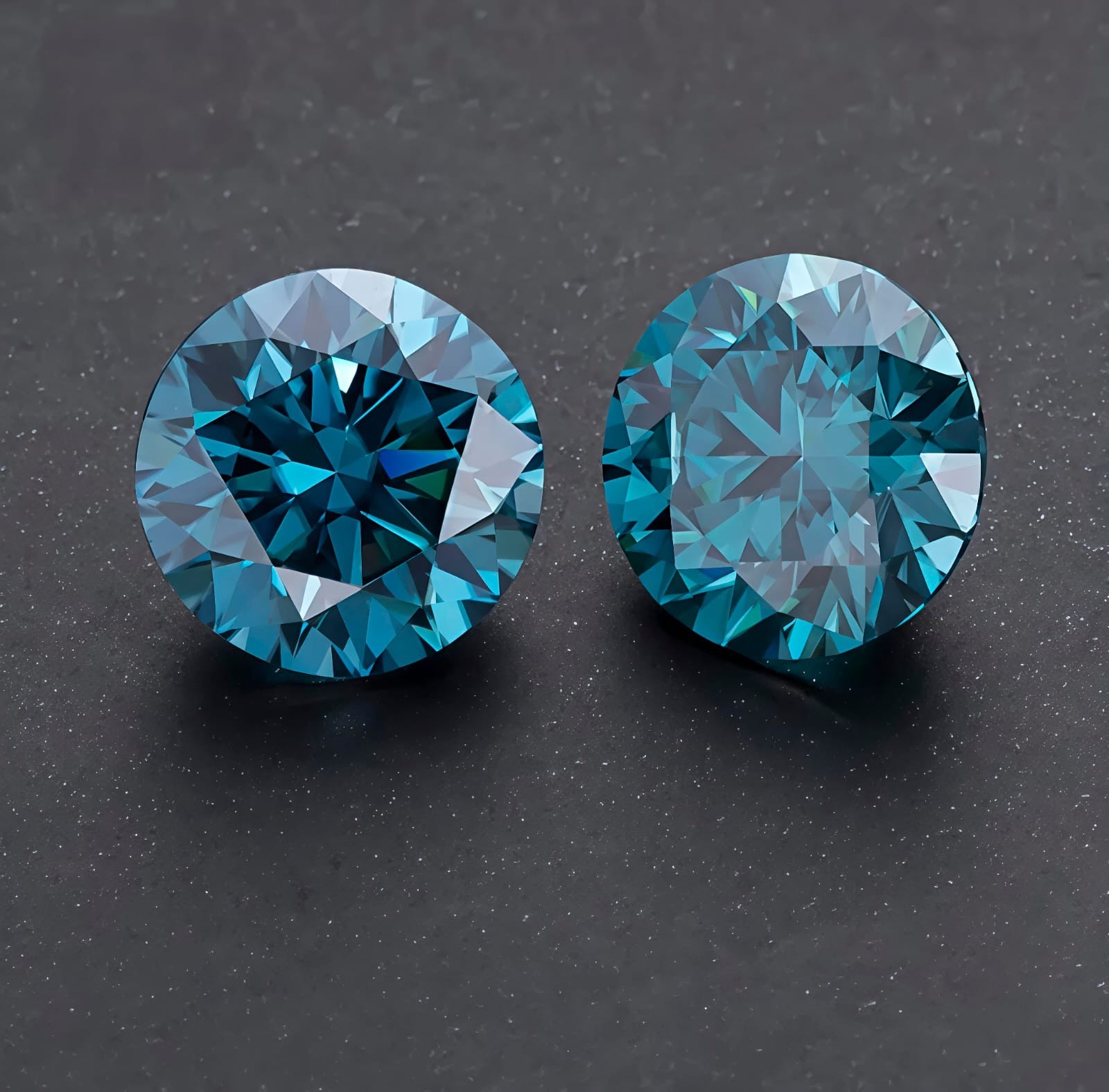 2 CT Pair Fancy Blue Color Round Cut VVS1 Moss Diamond Premium 6.75 MM Gemstone
