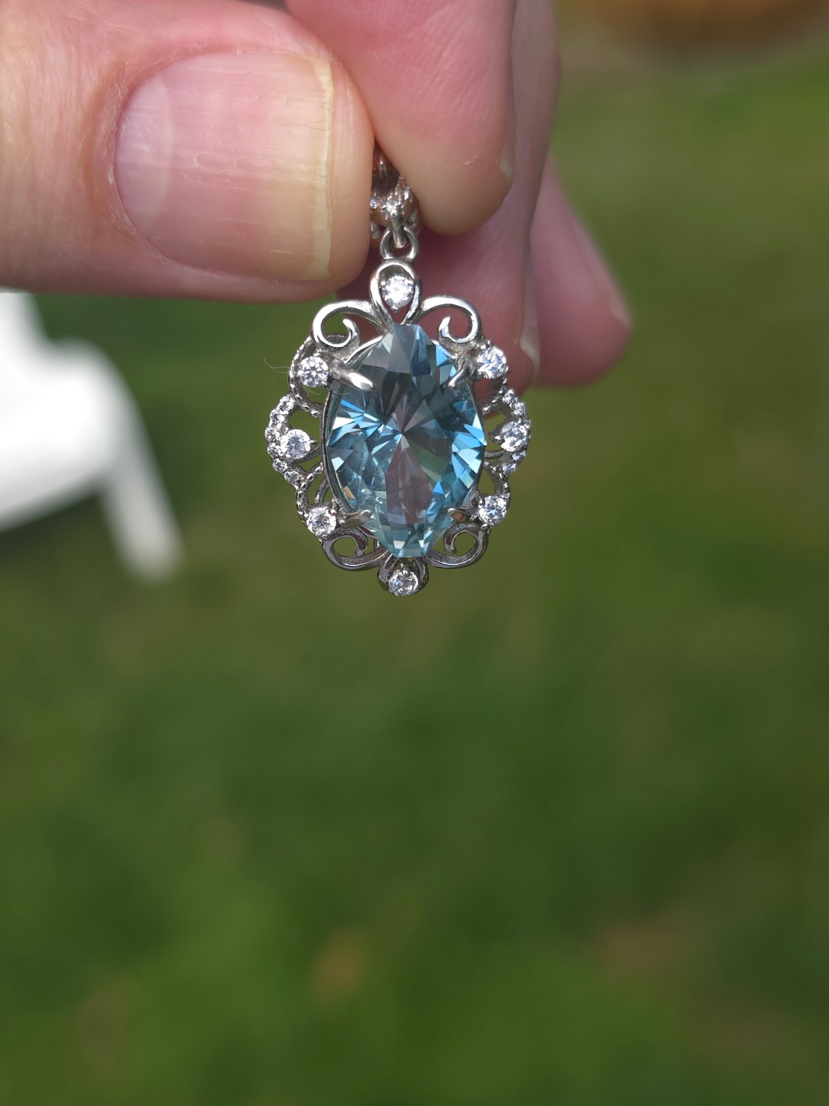 Blue Topaz 9.45 ct , Not a LAB Creation , Pendant is 92.5 sterling silver