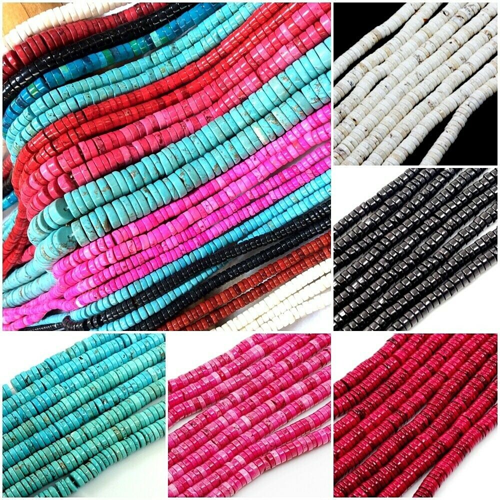 Gemstone Howlite Magnesite Turquoise Heishi Beads 15″ Jewelry 4mm 6mm 8 10 12mm