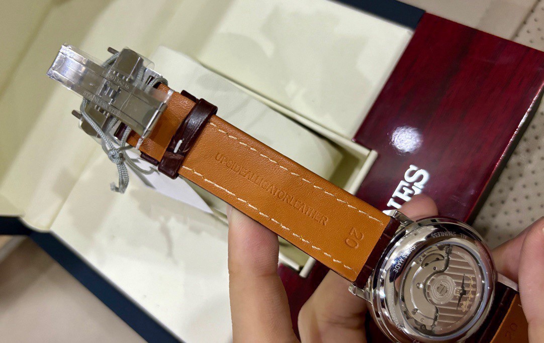 Longines Presence Automatic 39mm White Dial Brown Leather Men’s Watch Real Photo
