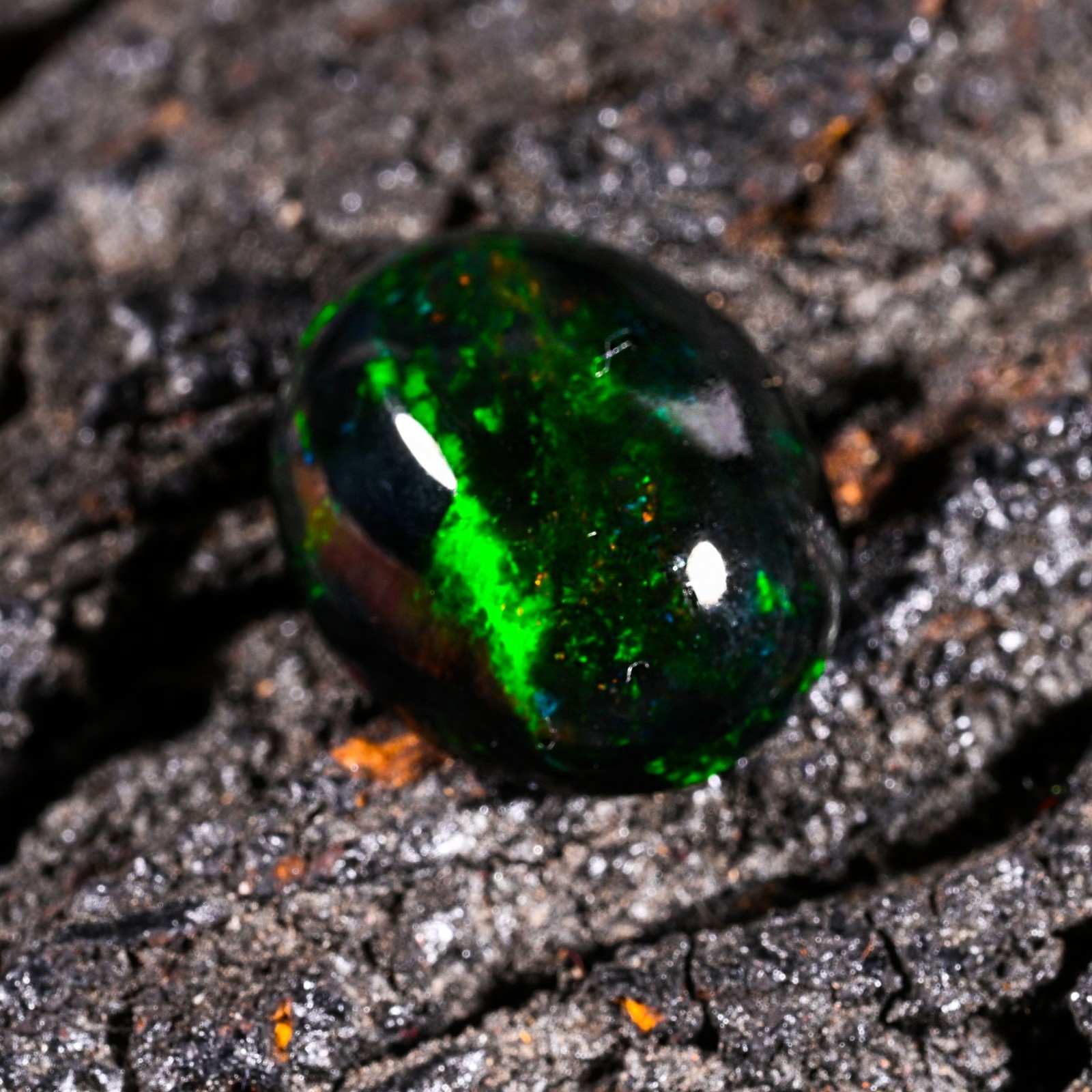 4.55 Ct Natural Ethiopian Multi Fire Black Opal Cabs Loose Gemstone 15x12x6 MM