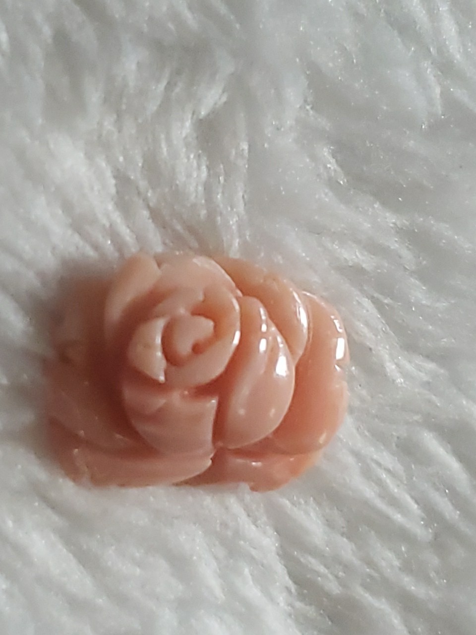 Vintage Hand Carved Pink Coral Floral Rose Loose Gem Jewelry Projects 15mm