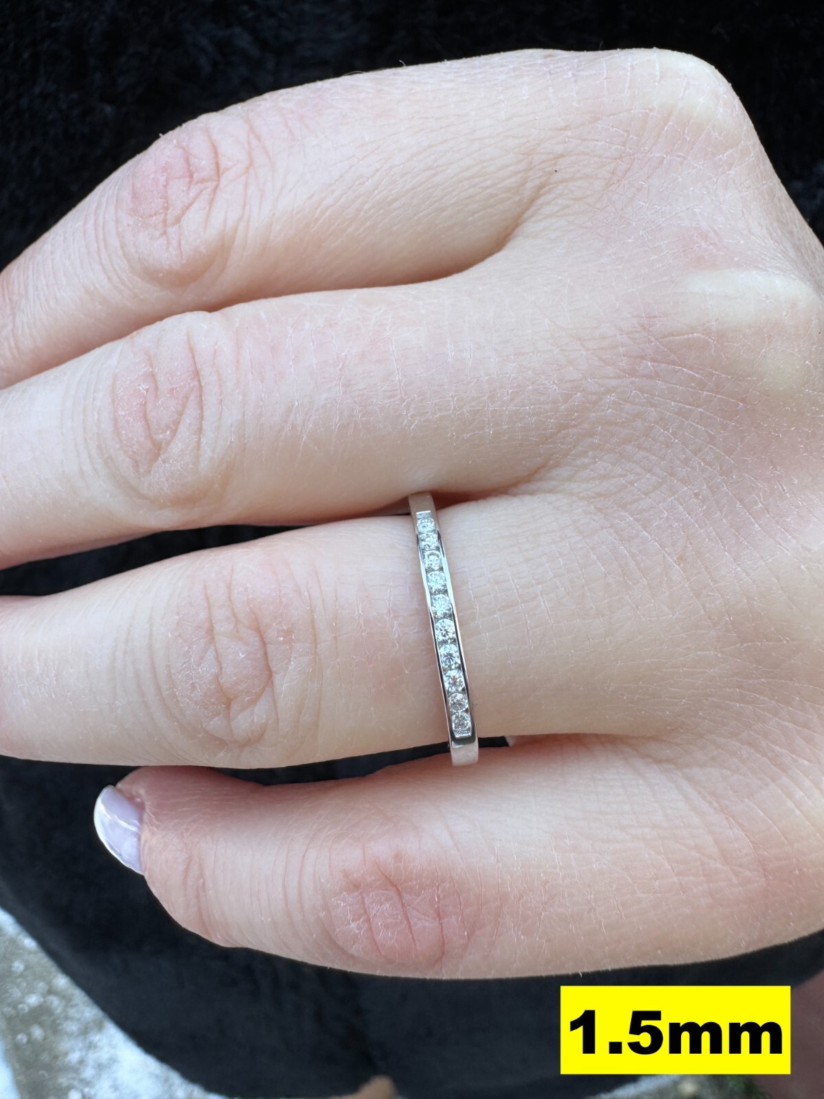 Real Moissanite Half Eternity Band Channel Set Wedding Ring 925 Silver 1.5mm-5mm