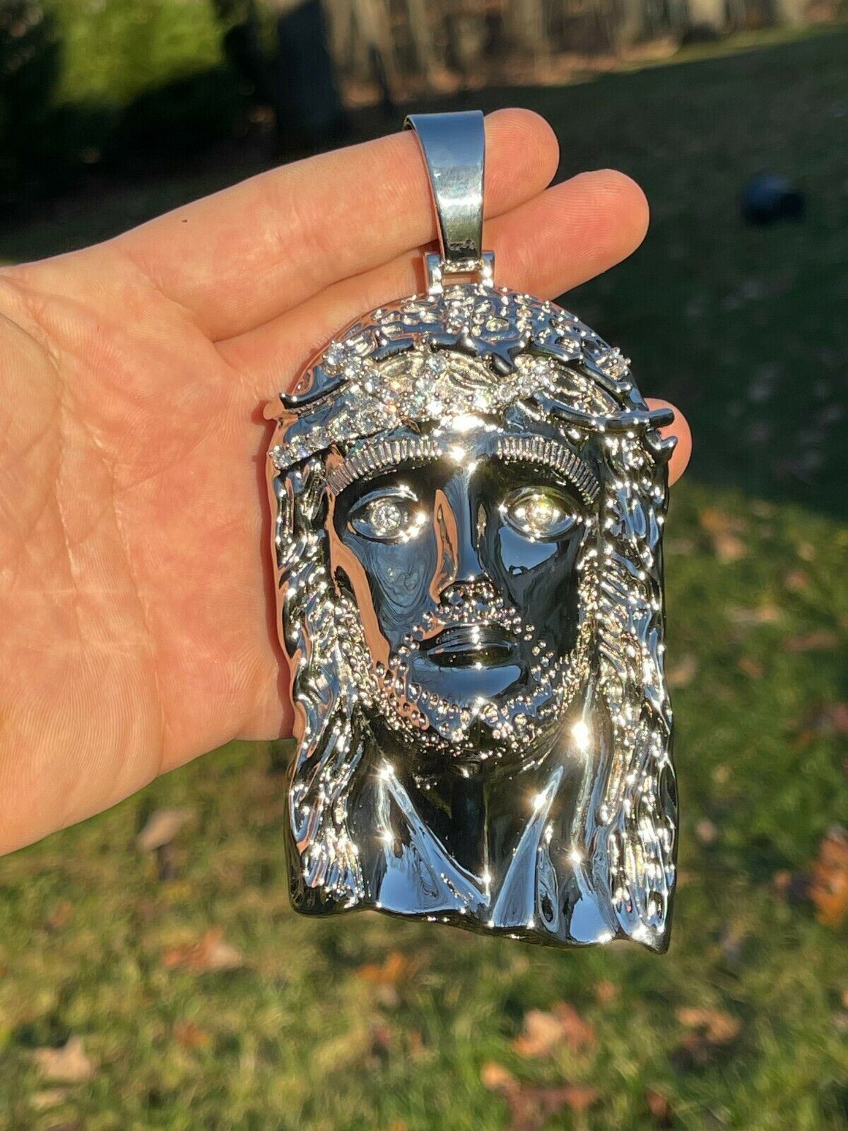 HUGE 6″ 310 Gram 925 Silver Hip Hop Mens Jesus Piece Pendant Necklace Iced CZ