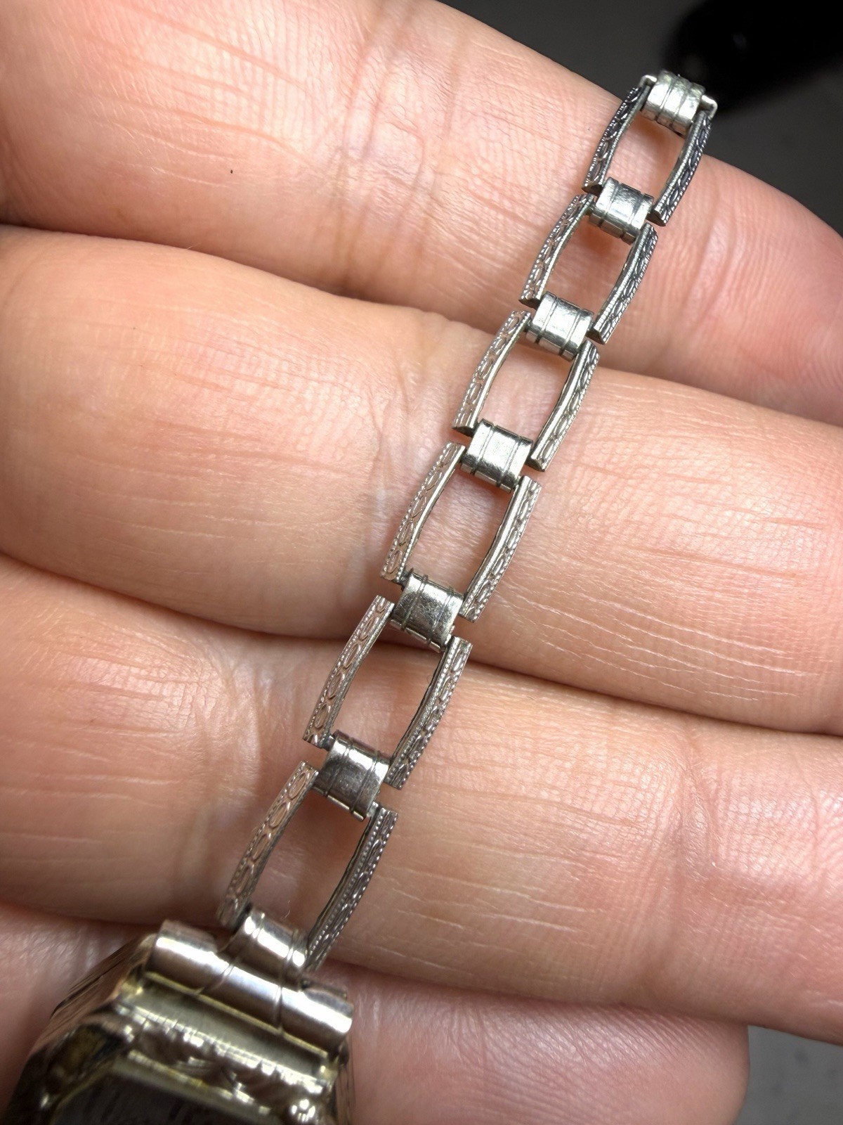 1920’s LADY IOCO 14K WHITE GOLD & SAPPHIRE WATCH W/ ORIGINAL 1/20 GF BAND -RARE!