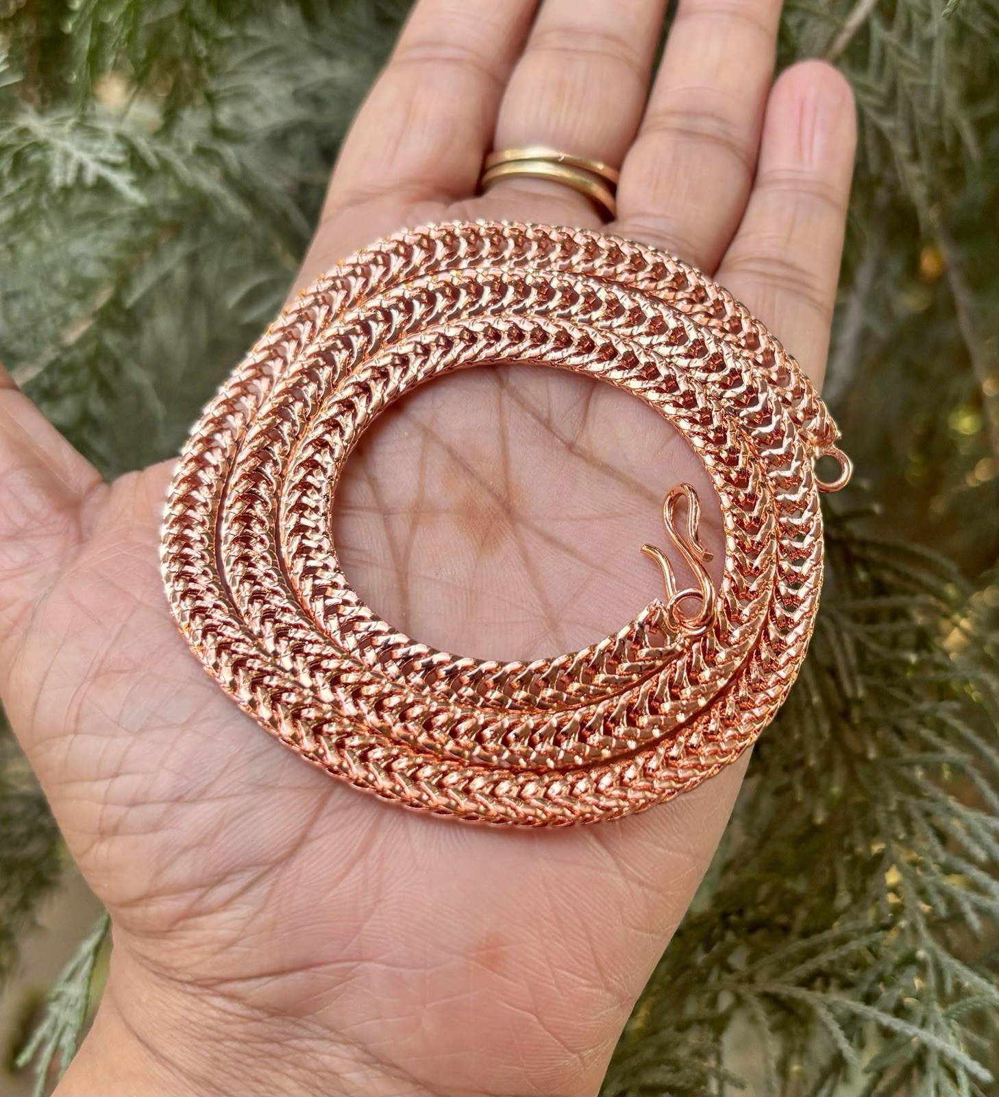22 inch Pure Copper Franco V Chain Necklace, Healing Copper Jewelry, Spiritual