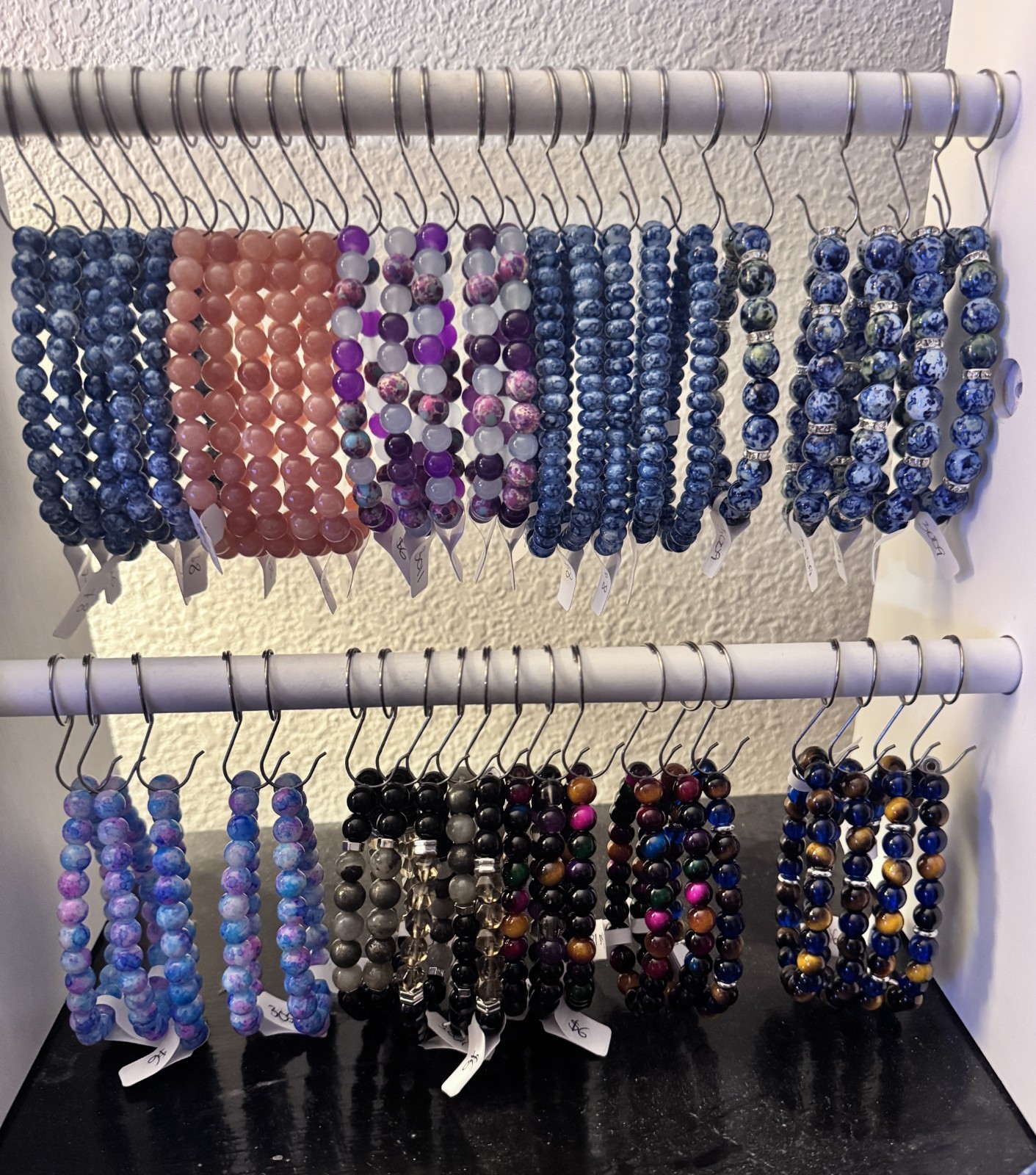 Round Blue Lace Agate Stone Stretch Bracelet