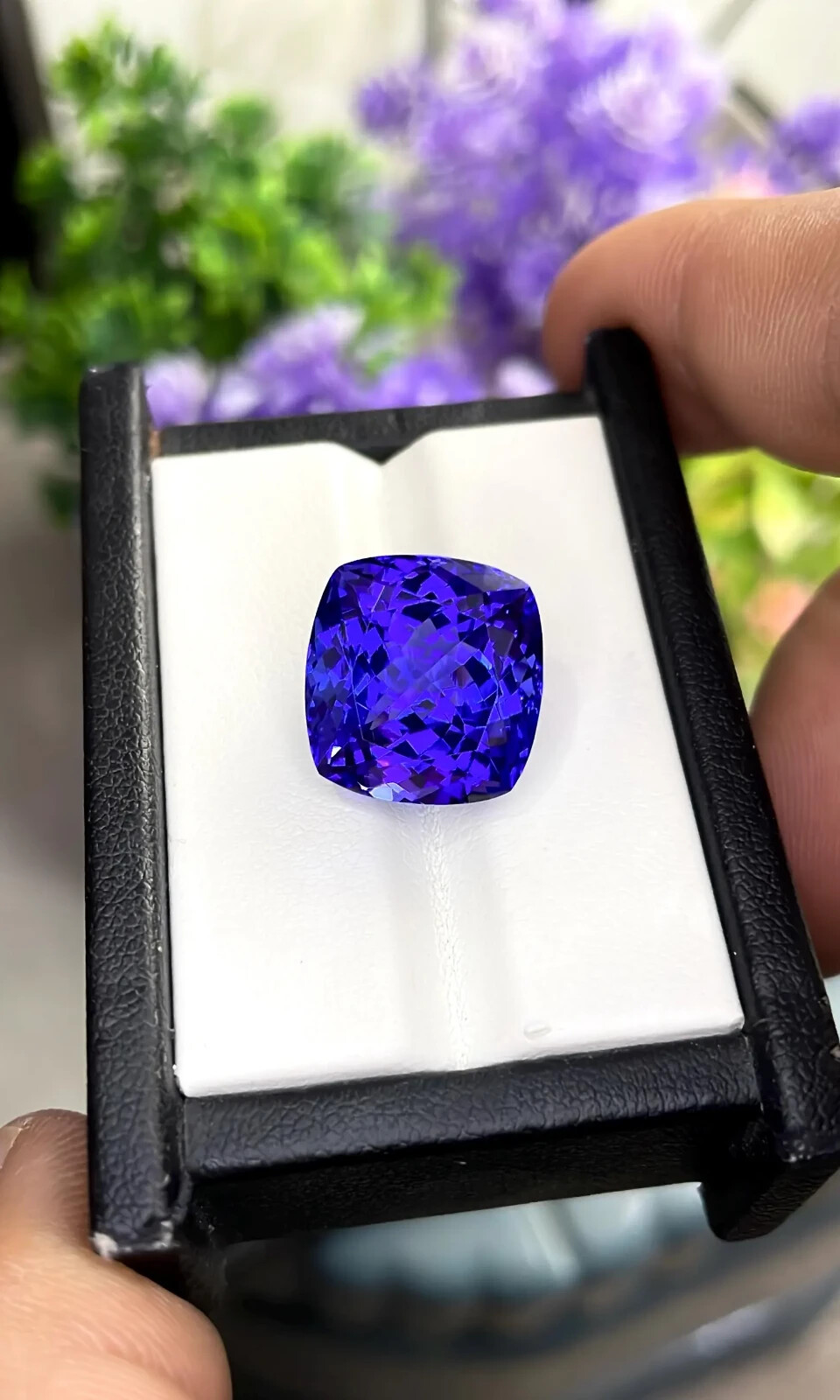 AAA 15.60 Ct+ Rare Natural Blue Tanzanite Certified Loose Cushion Cut Gemstone