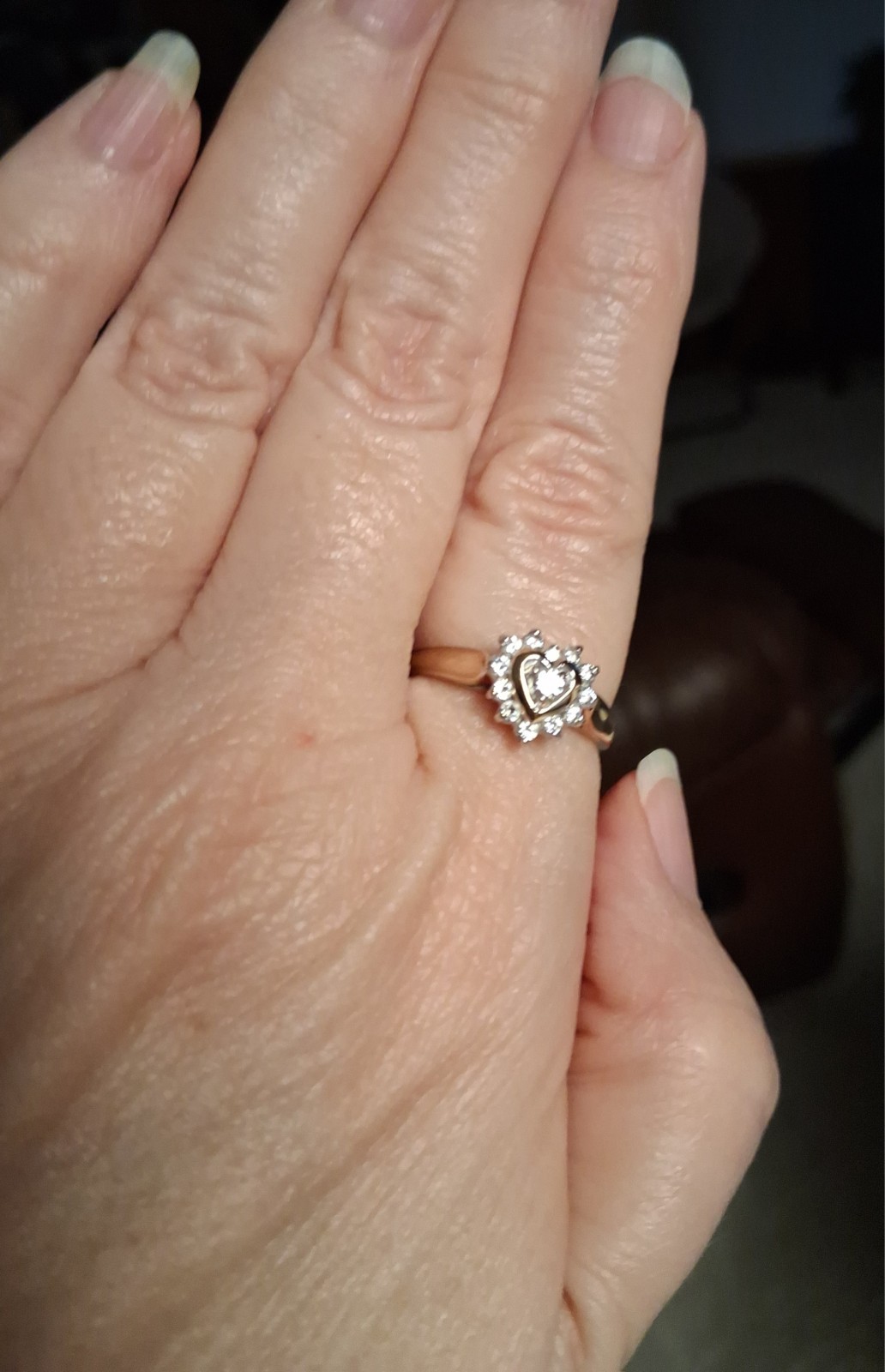 10k Yellow Gold Heart Cubic Zirconia Ring