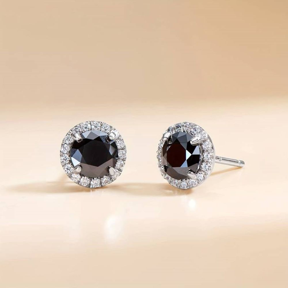 925 Solid Sterling Silver Set of 3 Black Cubic Zirconia Stud Earrings