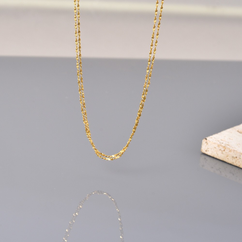 Woman 18K Gold Plated 2 Layers Starry Chain Necklace Anti-tarnish 19in