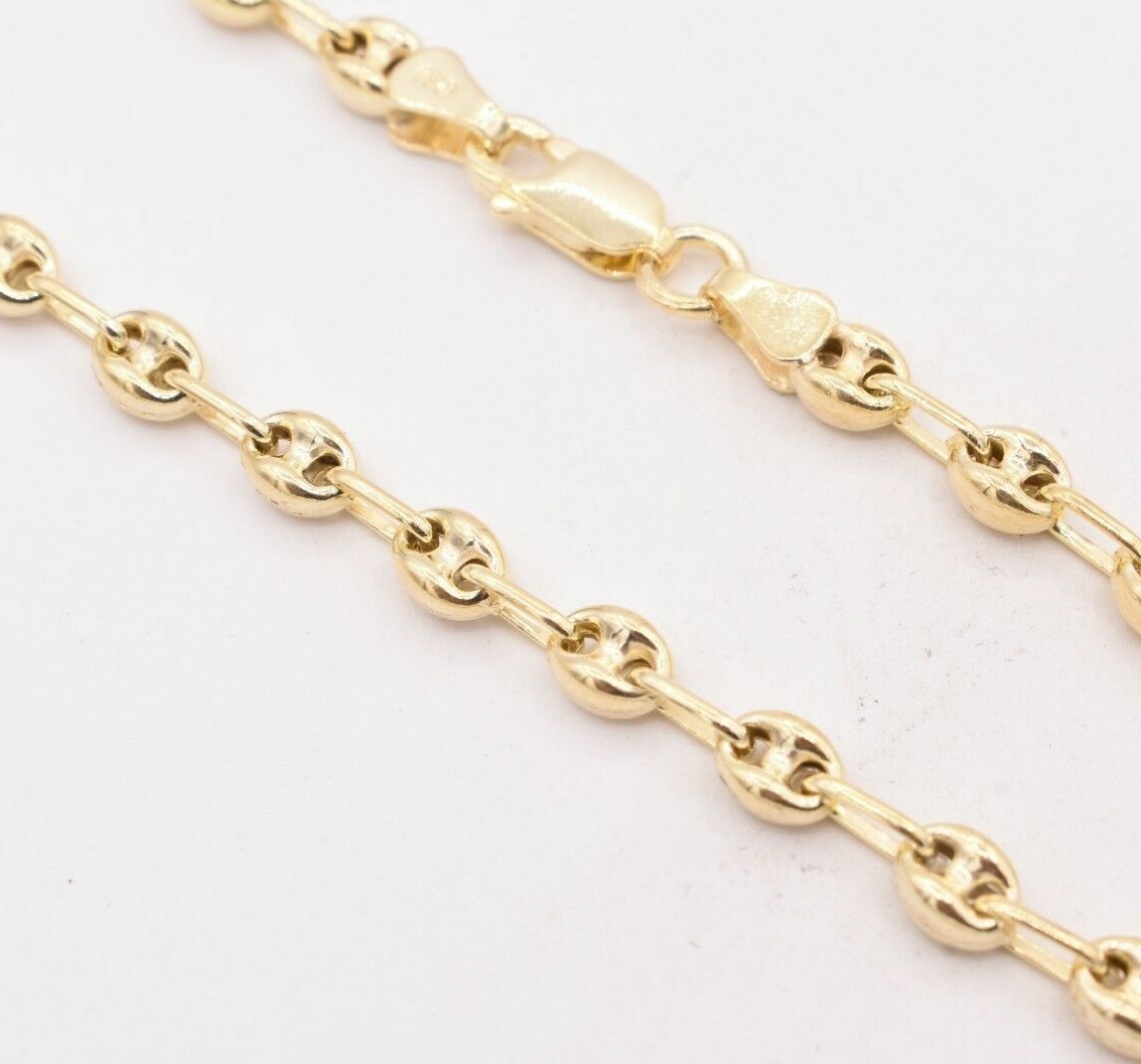 4.5mm Puffed Anchor Mariner Chain Necklace 14K Yellow Gold-Plated Silver 925