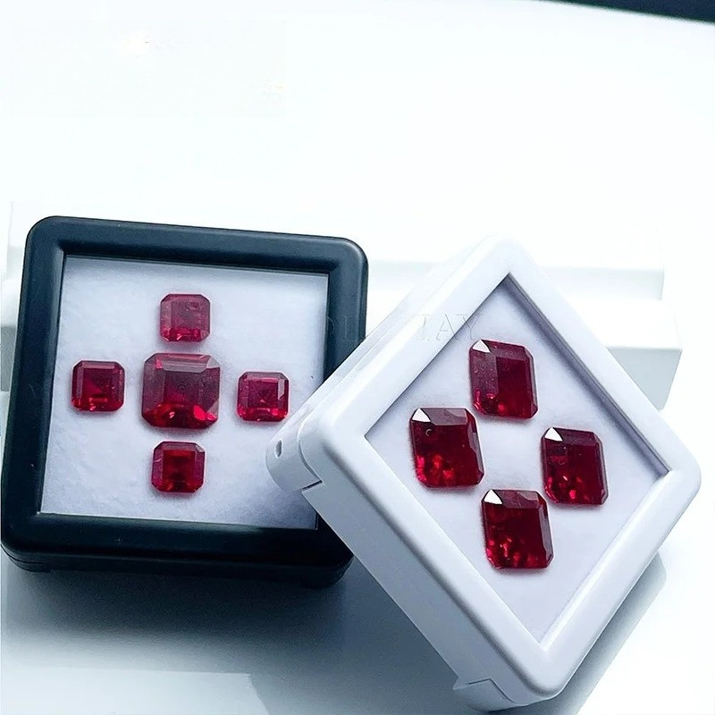 Hot Sale 0.5-10ct Asscher Cut Lab Grown Ruby Loose Gemstones for Jewelry Making