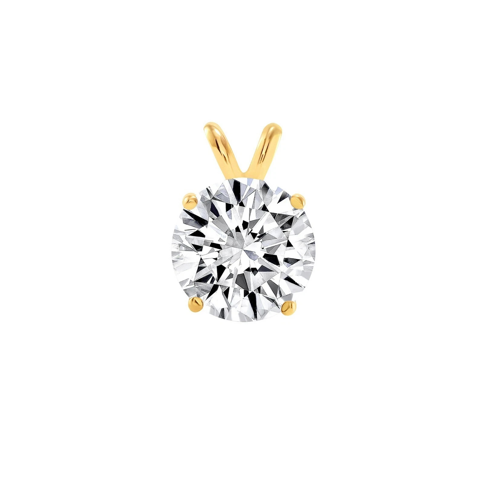 2 CT Round Cut EF-VS1 Lab Grown Diamond Solitaire Pendant Chain 14K Yellow Gold