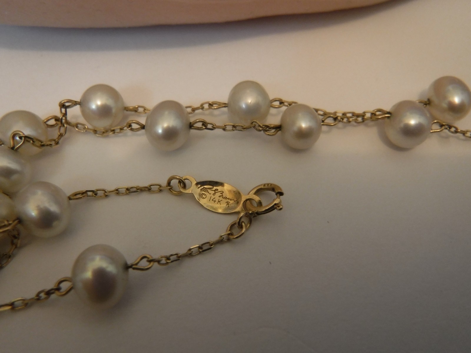 14 K Yellow Gold FW Pearl Designer Peter Brams Necklace 5 m/m 17 Inches
