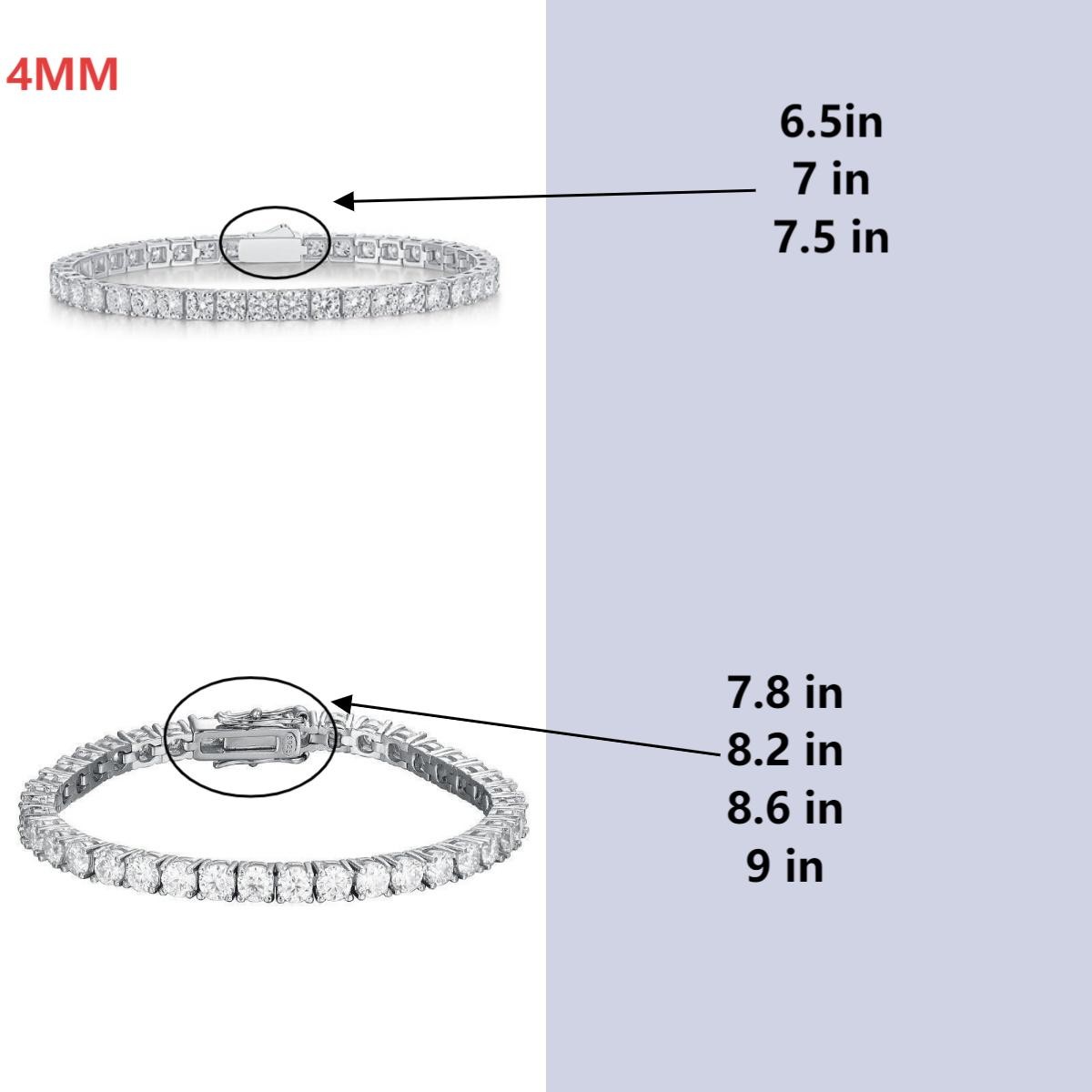 2-8mm REAL VVS D Color MOISSANITE Tennis Chain Bracelet 925 Silver Pass Tester!!