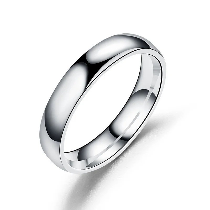 Men’s Women’s Silver High Polished Dome Titanium Rings Wedding Band Comfort Fit.