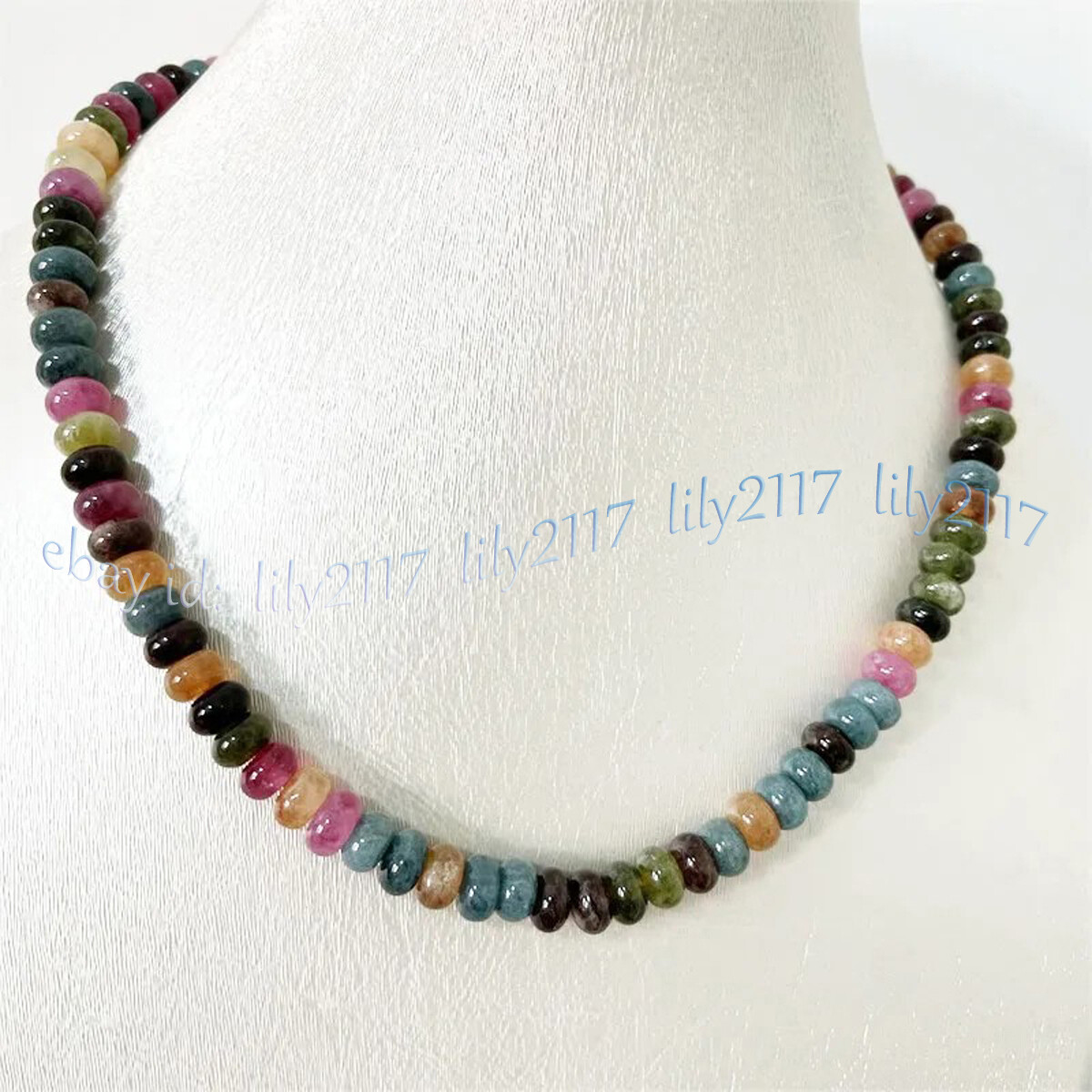 Natural Colorful Tourmaline Rondelle Gems Beads Necklace Bracelet Earrings Set