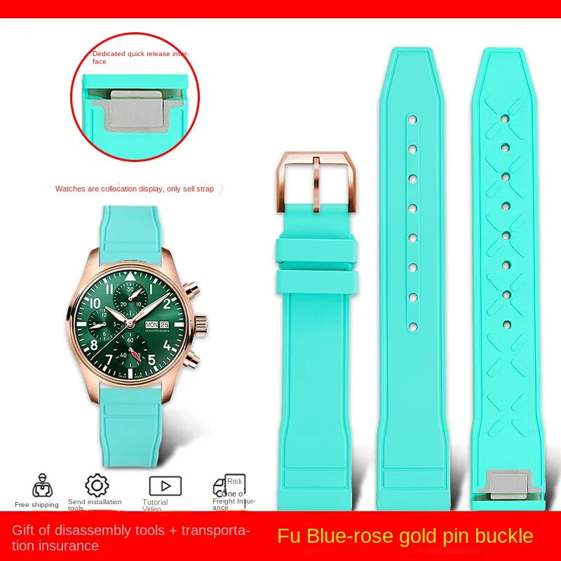 Fluoro Rubber Watch Strap for IWC Pilot IW388103/101 20 21mm Quick Release Band