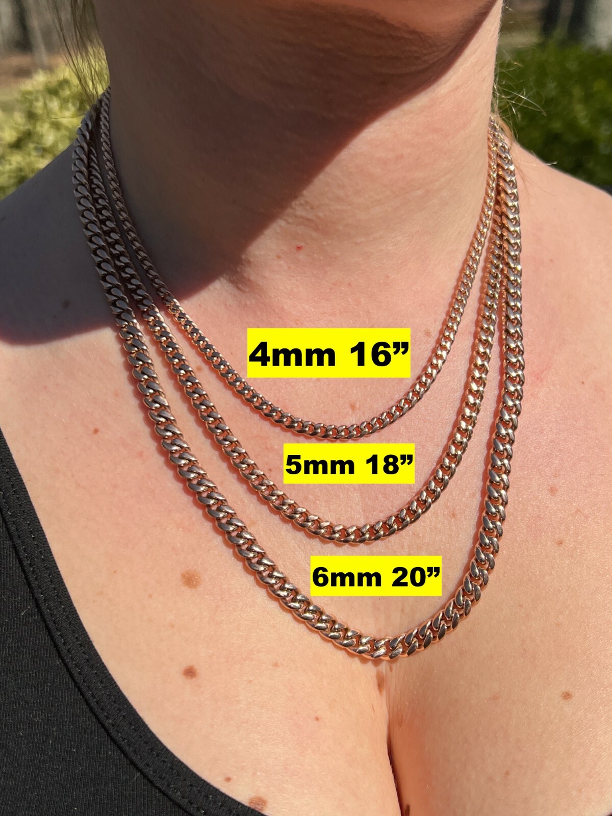 Miami Cuban Link Chain Necklace 14k Rose Gold Stainless Steel 4-18mm
