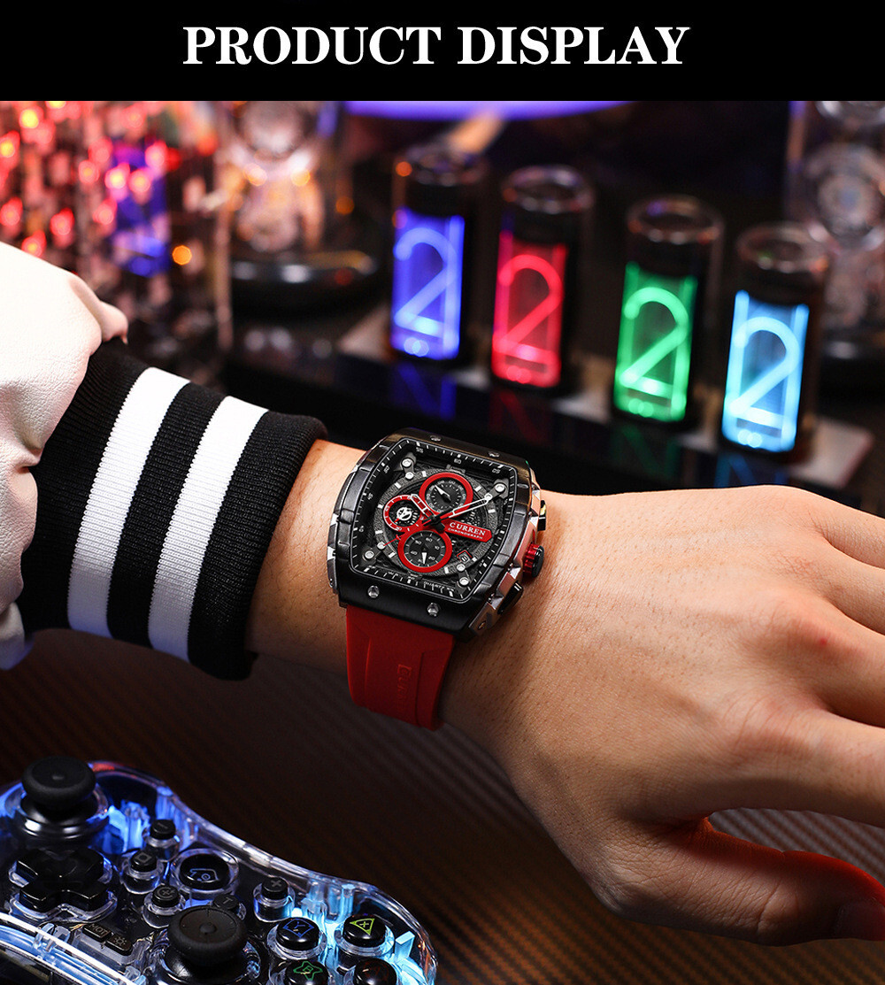 CURREN Men Sport Watch Brand Silicone Wristwatch Big Case Male Quartz Watches