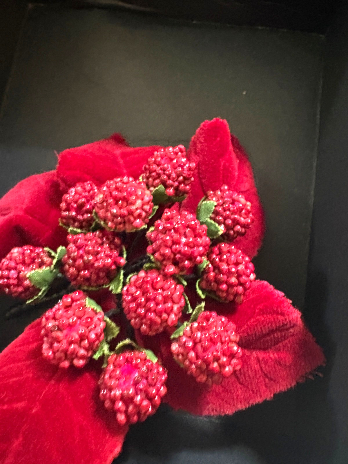 Vintage Chanel Red Berry Flower Brooch Very Good Condition