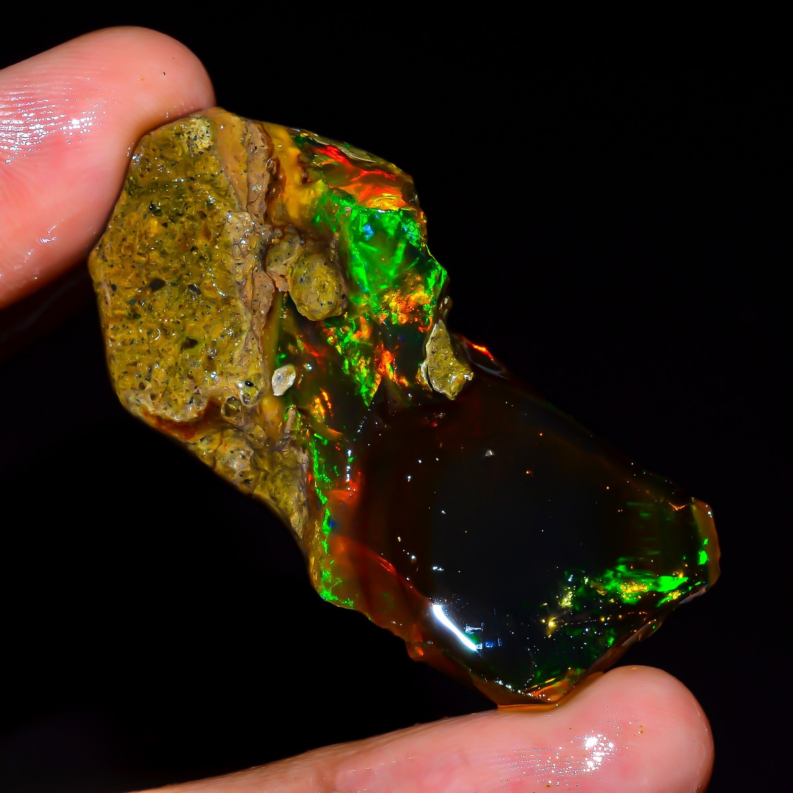 47.50 Ct Fire Opal Ethiopian Natural Oil Rough Gemstone For Jewelry 46x23x10 mm