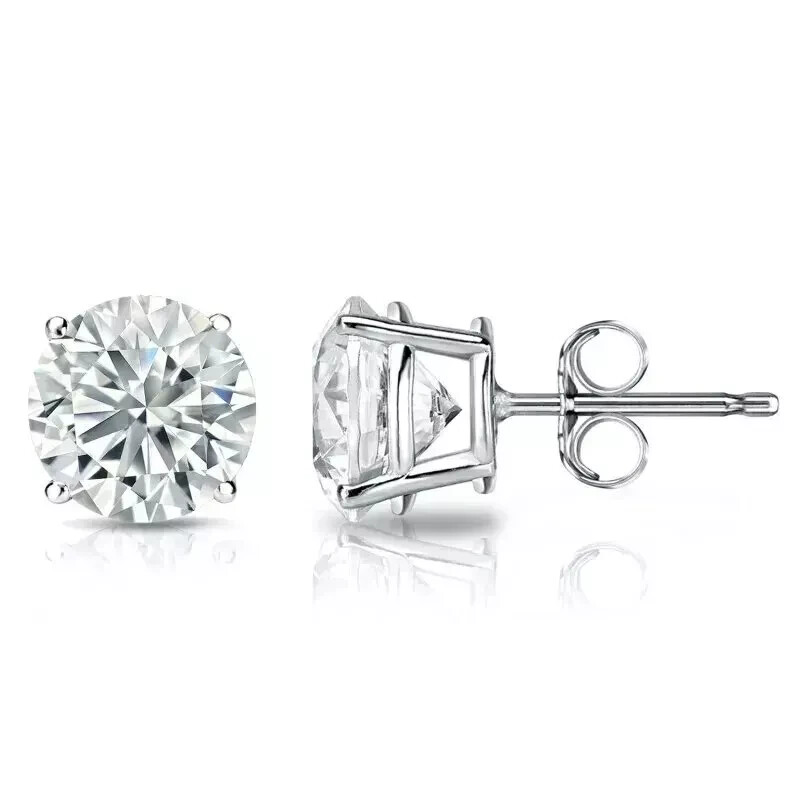 3 CTTW Lab Grown Diamond Stud Earrings Round E VS1 IGI 14K White Gold