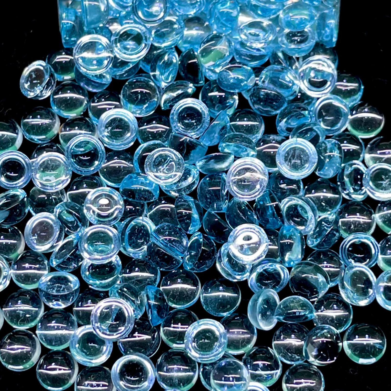 40 Pcs Natural Sky Blue Topaz 4.7-5mm Round Shape Loose Cabochon Gemstones Lot