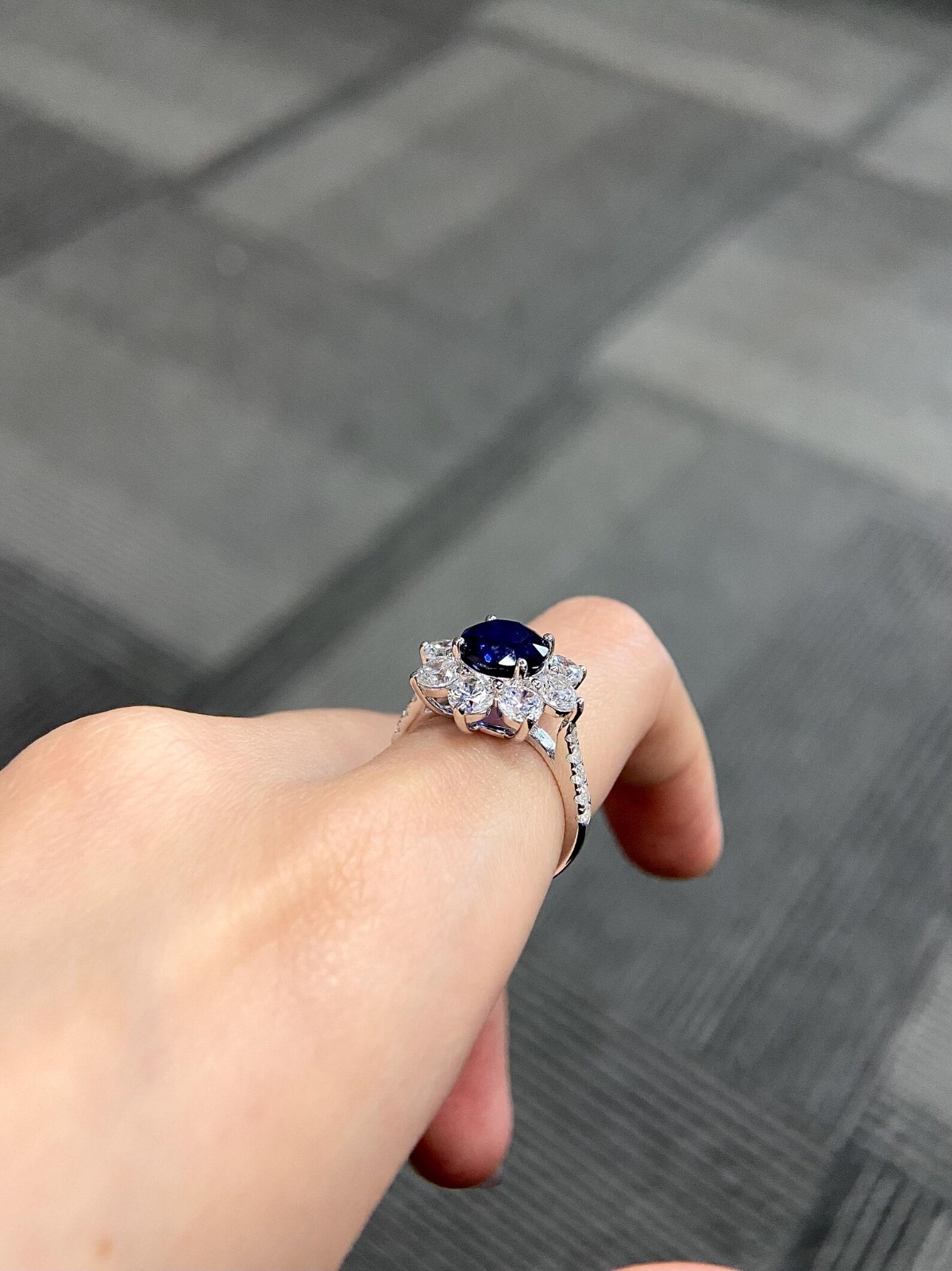 2.20 Ct Round Cut Natural Sapphire Diamond Engagement Ring 14K White Gold Size 6