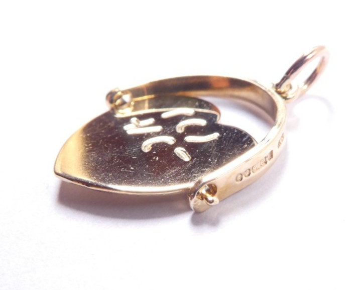 Pendant I Love You spinner charm pendant vintage 9 carat yellow gold heart shape