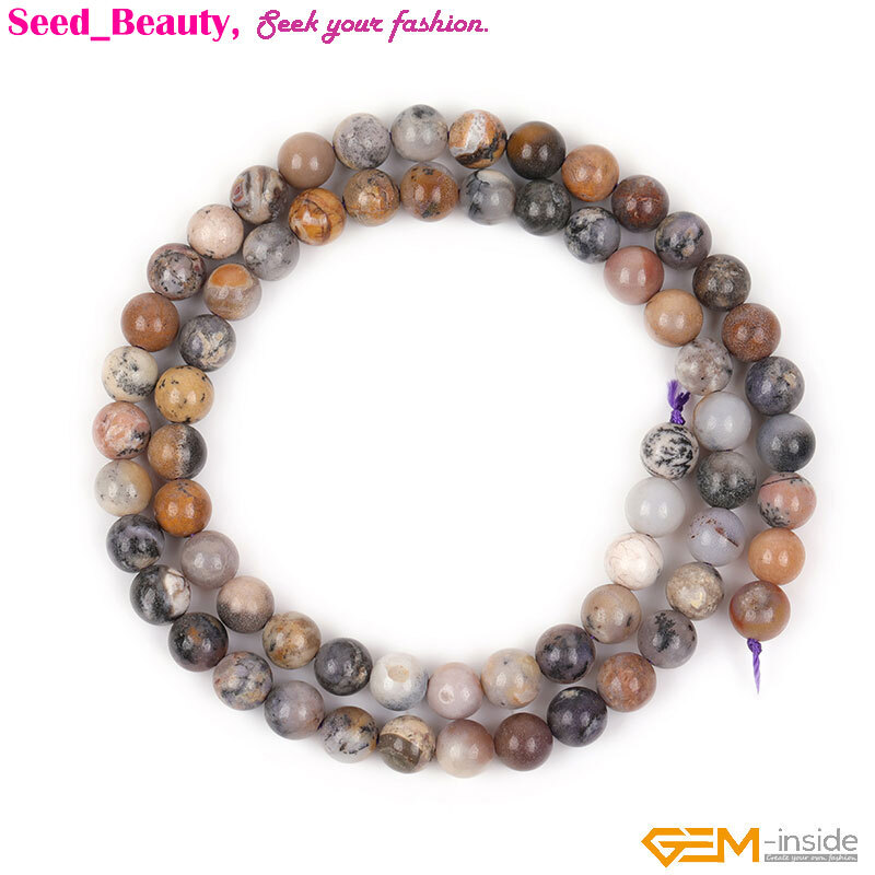 Natural American Amethyst Sage Jasper Stone Beads For Jewelry Making 15” Round
