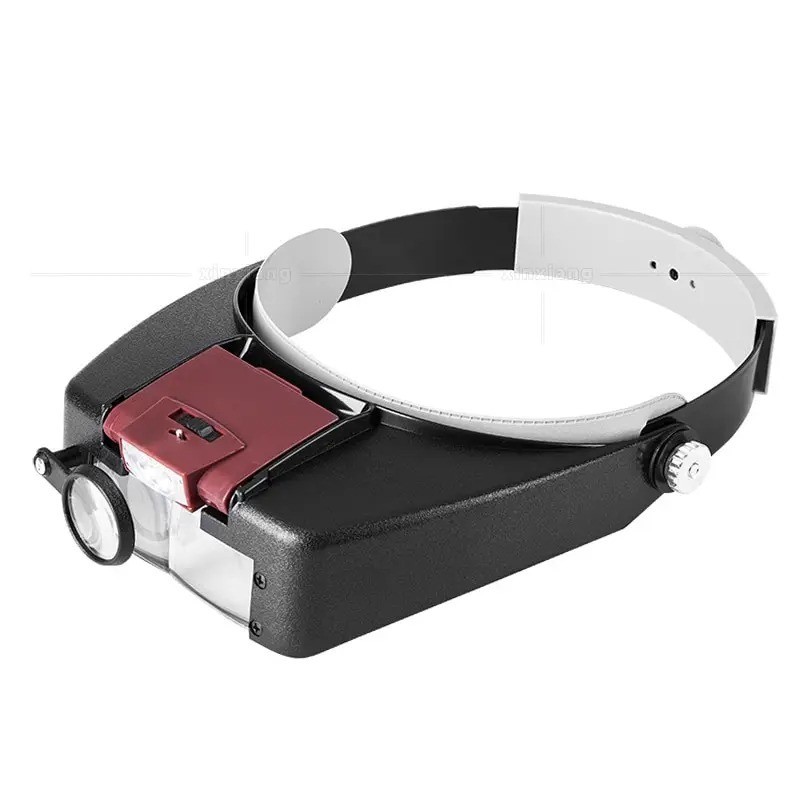 LED Jewelers Head Headband Magnifier Illuminated Visor Magnifying Glasses Loupe